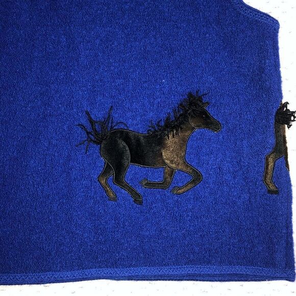 Nitro Women’s Wool vest horses blue zippered front size medium - Picture 8 of 8